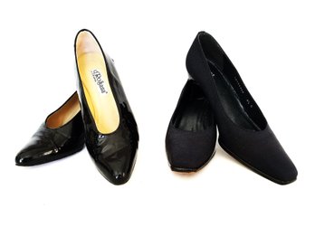 Vintage D'Rossana By Charna Black Patent Leather & Stuart Weitzman High Heel Shoes: Sizes 8.5-9