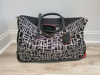 Diane Von Furstenberg Black & White Wheeled Weekender Duffle Luggage