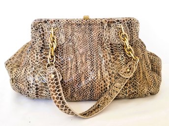 Vintage ELLIOT LUCCA Snakeskin Print Satchel Handbag