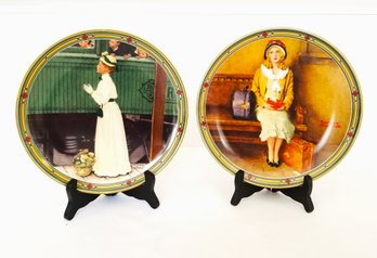 Vintage Knowles Norman Rockwell Collectors Plates: 'a Mothers Welcome' &' Young Girls Dream' With COA's