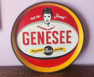 Vintage Tin Genesee  Advertising / Used Beer Tray  ~ 12 Inches Diameter