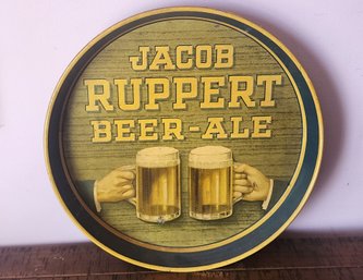 Vintage Jacob Ruppert Beer - Ale Advertising / Used Beer Tray ~ 12 Inches Diameter