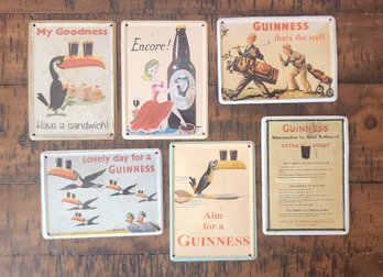 Set Of 6 Collectible Guinness Advertising Miniature Metal Tin Sign / Magnet Postcards