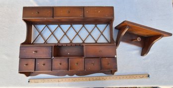 Mahogany Hanging Wall Unit With Drawers And Shelf Lot Of 2