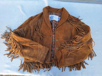 RARE SCHOTT KENNEY RODGERS VINTAGE FRINGE CROPPED SUEDE JACKET  LADIES XL