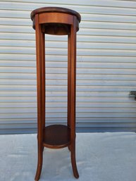 VINTAGE TALL ROUND MAHOGONY PLANT STAND 39'