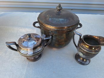 VINTAGE SILVER PLATE LOT OF 3 ITEMS