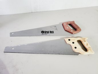 Two Wood Handled Hand Saws - Stanley & Great Neck