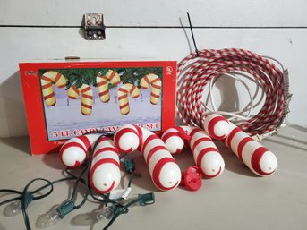 Christmas Holiday Candy Cane Themed Lighting - Blow Mold Strand & Rope Lights