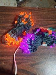 Four Strands Orange & Purple LED Holiday Christmas Lights