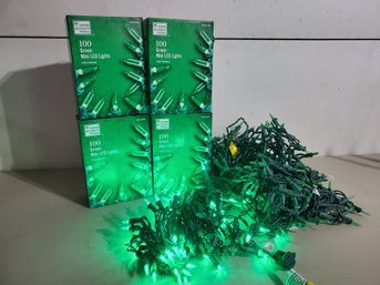 Green Holiday Christmas Light Strands - Many New In Boxes!