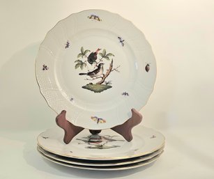 Herend Set Of 4 Rothschild Porcelain Dinner Plates