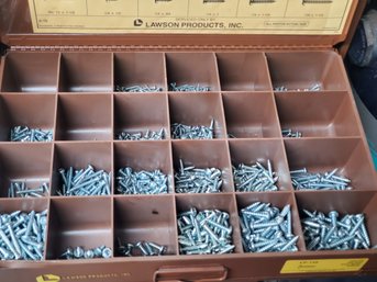 Lawson Metal Sorting Box Filled W/ LP-135 Phillips Pan Head Sheet Metal Screws