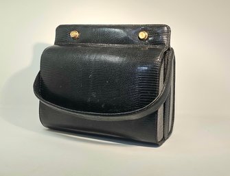 Chic Black Vintage Reptile Leather Handbag