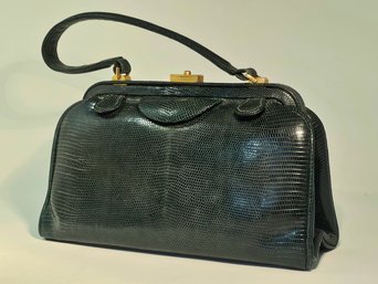 Chic Vintage Green Lizard Handbag