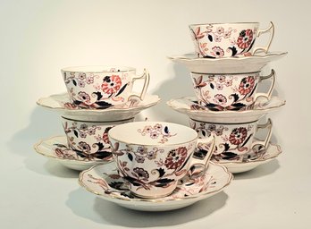 English Porcelain Set Of 6 Booths Cups And Saucers