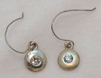 Lovely Pair Of Sterling Silver & CZ Earrings