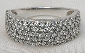 Heavy Sterling Silver Size 8 Ring With Many CZs