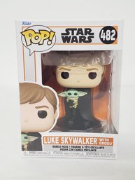 New FUNKO Pop Star Wars Mandalorian Bobblehead Figurine Luke Skywalker With Grogu #482