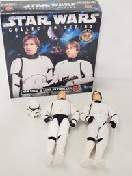 1996 Vintage Kenner Star Wars Collector's Series Han Solo & Luke Skywalker In Stormtrooper Gear Figurines