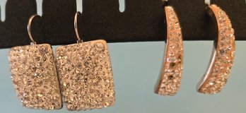 2 Pairs Of Pave Crystal Earrings