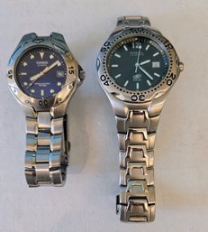 Vintage Fossil And Casio Water Resistant Stainless Mens Watches