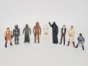 Nine Vintage STAR WARS Character Figurines - Darth Vader, Han Solo, Chewbacca & More (Lot D)