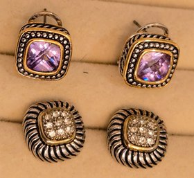 David Yurman Designer Jeweled Button Earrings