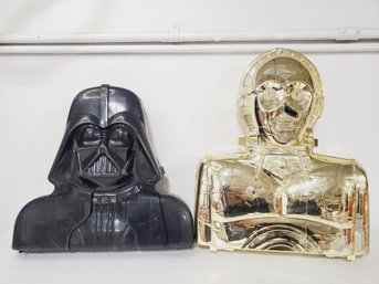 Vintage 1980 Darth Vader & 1983 C-3PO Gold Action Figure Carrying Case