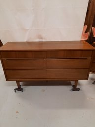 Vintage Mid Century Modern 6 Drawer Walnut Dresser- NO SHIPPING