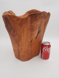 Vintage Freeform Wood Bucket Waste Basket- Amazing Decorator Piece