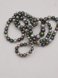 Fine Multi-color Graduated Pearl Necklace- 36' Long