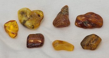 Seven Pieces Of Natural Baltic Amber Possible Fossil Encased Bugs