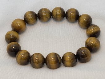 Amazing 343 Ct Natural African Yellow/Blue Beaded Tiger Eye Stretch Bracelet