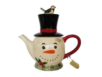 Vintage Park Designs Winter Magic Hand Painted Christmas Snowman Teapot