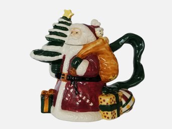 Vintage Home Trends Rose Garden Ceramic Old World Santa Claus Christmas Holiday Teapot