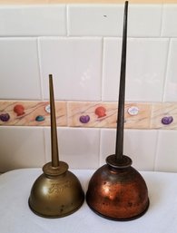 Vintage Brass Ford & Copper Eagle Oiler Thumb Pump Oil Cans