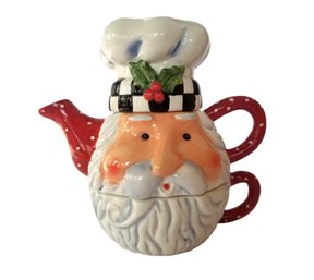 Vintage Ganz Ceramic Stackable Santa Claus Teapot & Cup