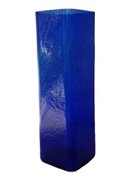 Vintage Cobalt Blue Crackle Glass Vase