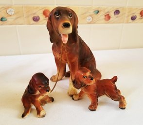 Vintage Lipper And Mann Creations Bone China Irish Setter Mother With Puppies - Made In Japan