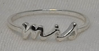 Sterling Silver Size 8 'MRS' Ring ~ 1.08 Grams