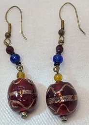 Gorgeous Vintage Christmas Ball Murano Glass Earrings