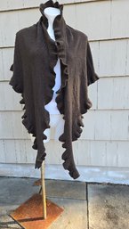 Cochni Cashmere Ruffled Wrap / Shawl In Chocolate Brown