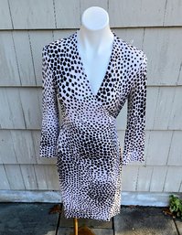 Diane Von Furstenberg Vintage Collection Silk Wrap Dress In Brown/white Zebra Print - Size 12