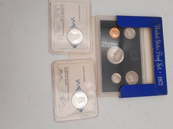 1972 Proof Set Plus 2 Franklin Mint Coins