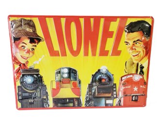 Ande Rooney Embossed LIONEL Trains Father & Son Metal Wall Sign