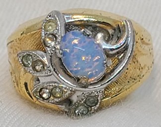 18k Gold Plated Size 6 Ring With Opal