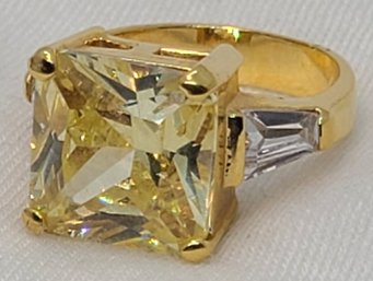 Size 7 Gold-plated Heavy Yellow CZ Ring