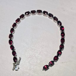 Ruby Gemstone Bracelet With Silver Prong Setting