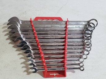 SNAP ON Tools USA 13 Piece Set Chrome OSH32 Combination SAE Wrenches In Holder